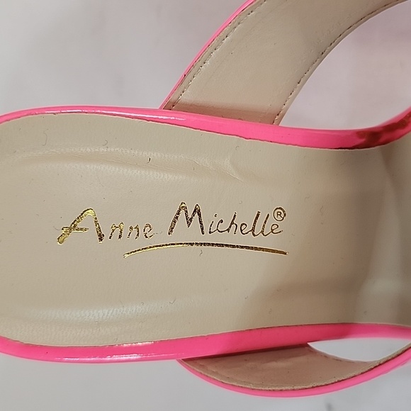 Anne Michelle Neon Pink Mule Heels, Size 7 - Picture 2 of 9